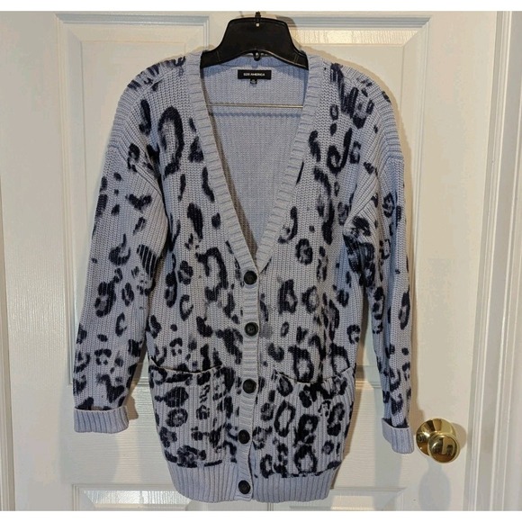525 America Sweaters - Coastal Preppy Leopard Cardigan 525 America Cotton Chunky Knit Quiet Luxury XS